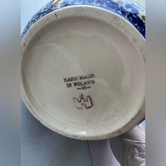 🔥 Sale. Blue and White Floral Ceramic Pitcher Made in Poland - Picture 6 of 6